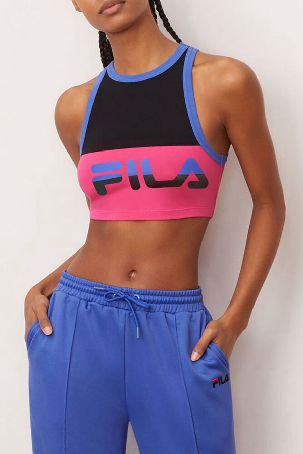 Tops De Alças Fila Mulher Pretas - Fila Nellie Crop Racer Portugal Online,BZHP-32810